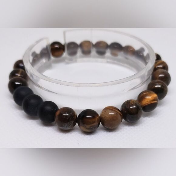 Men's bracelet beaded lava chakra new e77 - Picture 1 of 1